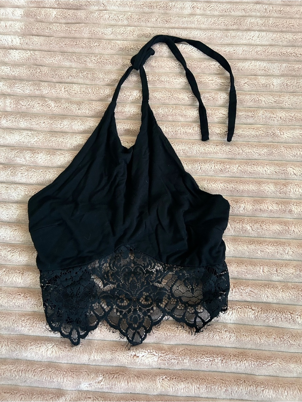 Solemio Gothic Black Lace Halter-Style Top